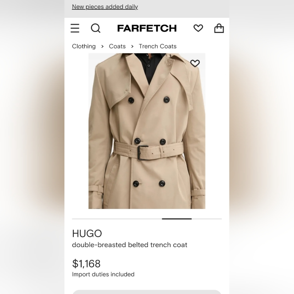 Hugo Boss Beige Double-Breasted Trench Coat